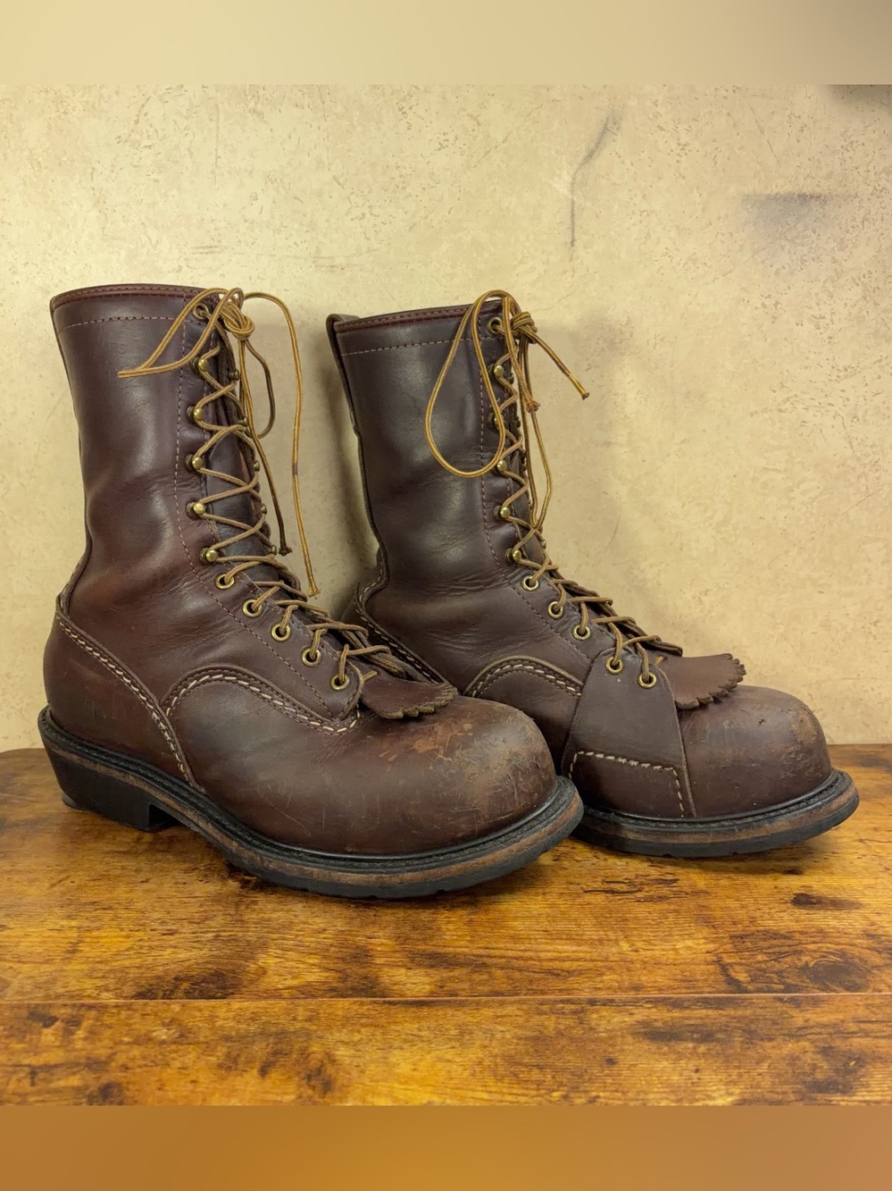 Vintage Wesco Logger Steel Toe Leather Boots Mens Size 10.5 or 11 Lace Up USA